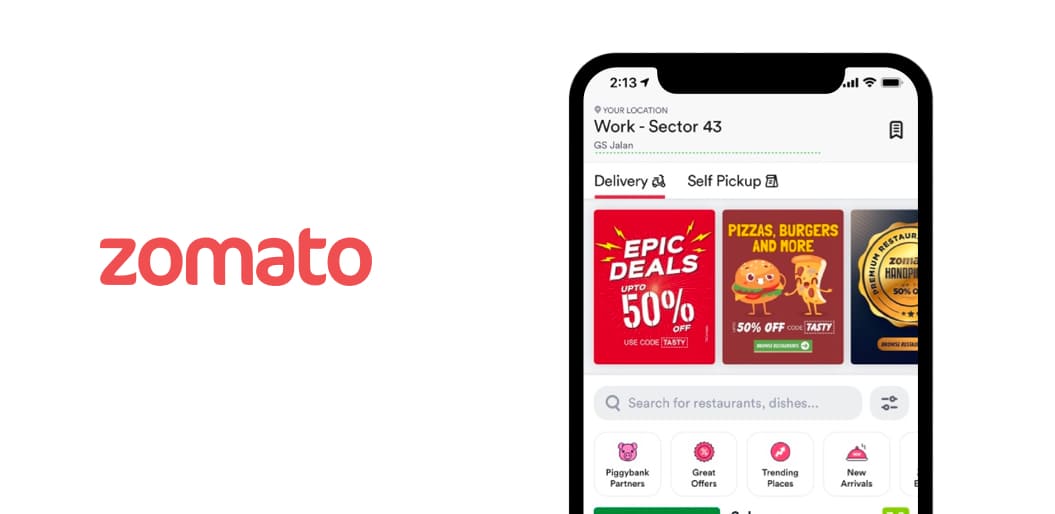 Zomato online food delivery app