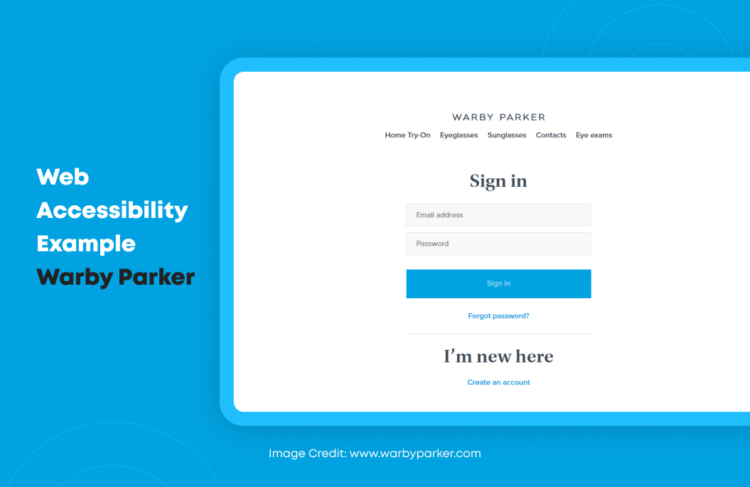 Web Accessibility Example Warby Parker