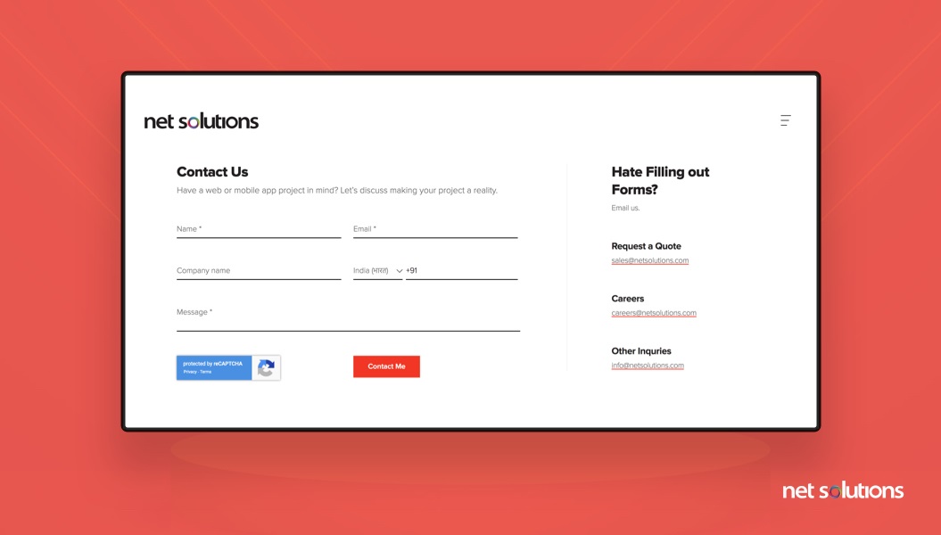 Net Solutions Contact Form | Form Design Best Practices