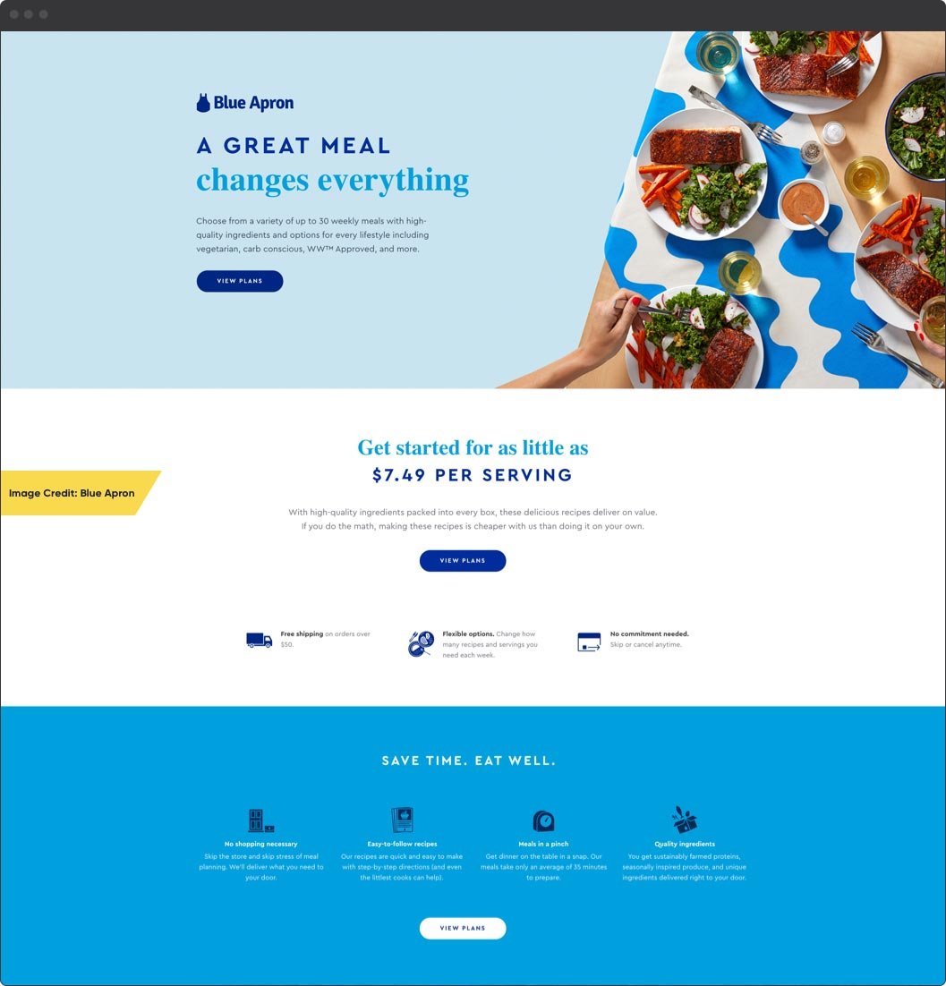 Blue Apron Example | Amazing eCommerce Landing Pages
