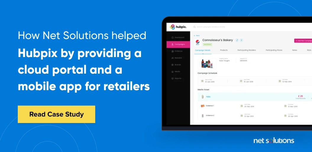 how net solutions helped hubpix by providing a cloud portal and a mobile app for retailers