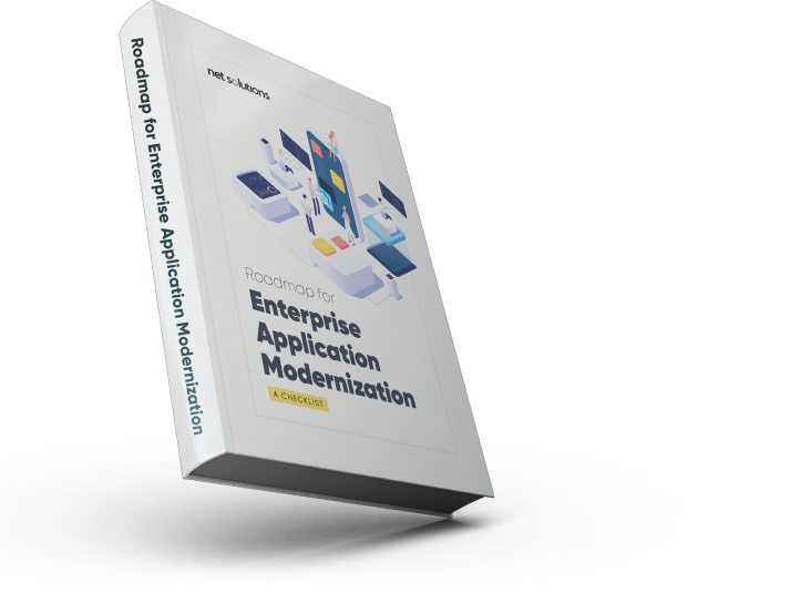 Enterprise Application Modernization Checklist — eBook cover | Net Solutions