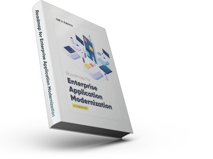 Enterprise Application Modernization Checklist — eBook cover | Net Solutions