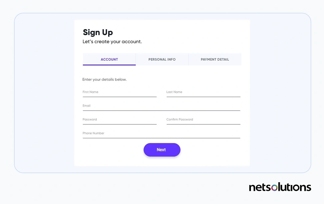 Ux Signposting Form Examples 9 Form Design Best Practices | Form UX Examples | Net Solutions
