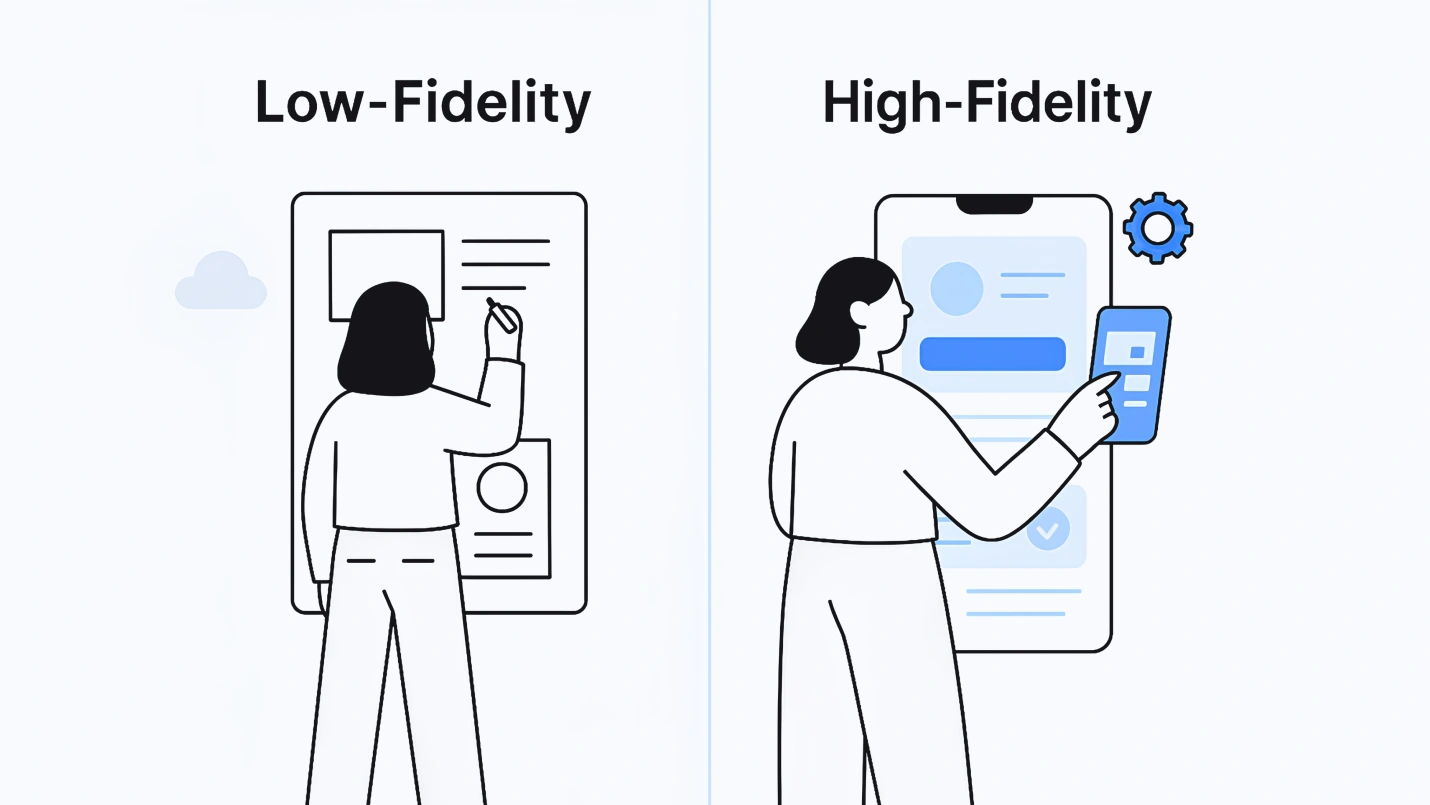 Header Image_Low-fidelity vs. High-fidelity Design Prototypes (and when to use which)