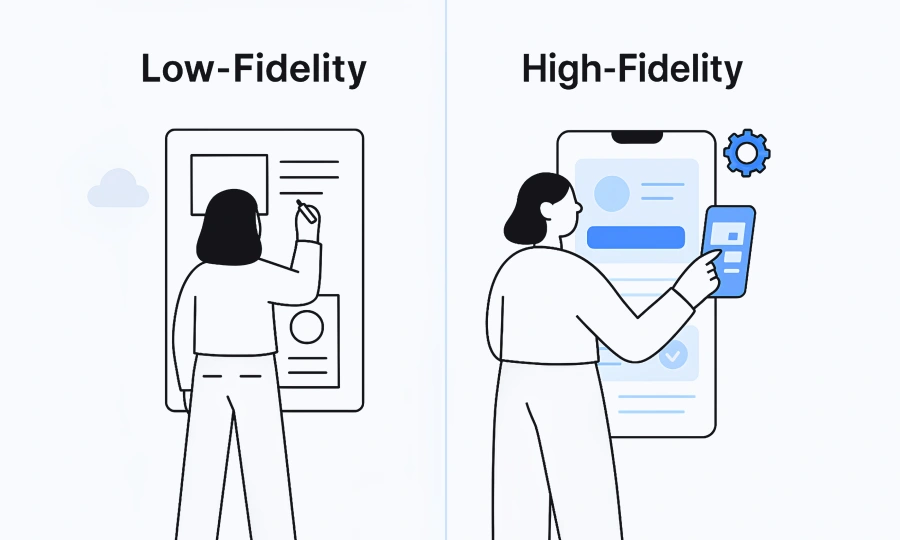 Thumbnail_Low-fidelity vs. High-fidelity Design Prototypes (and when to use which)